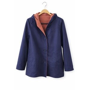 $358 Eileen Fisher Organic Cotton Nylon Reversible Hooded Jacket Size XS/TP